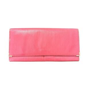 Authentic Vintage Nina Ricci Pink Wallet with Gold Accents